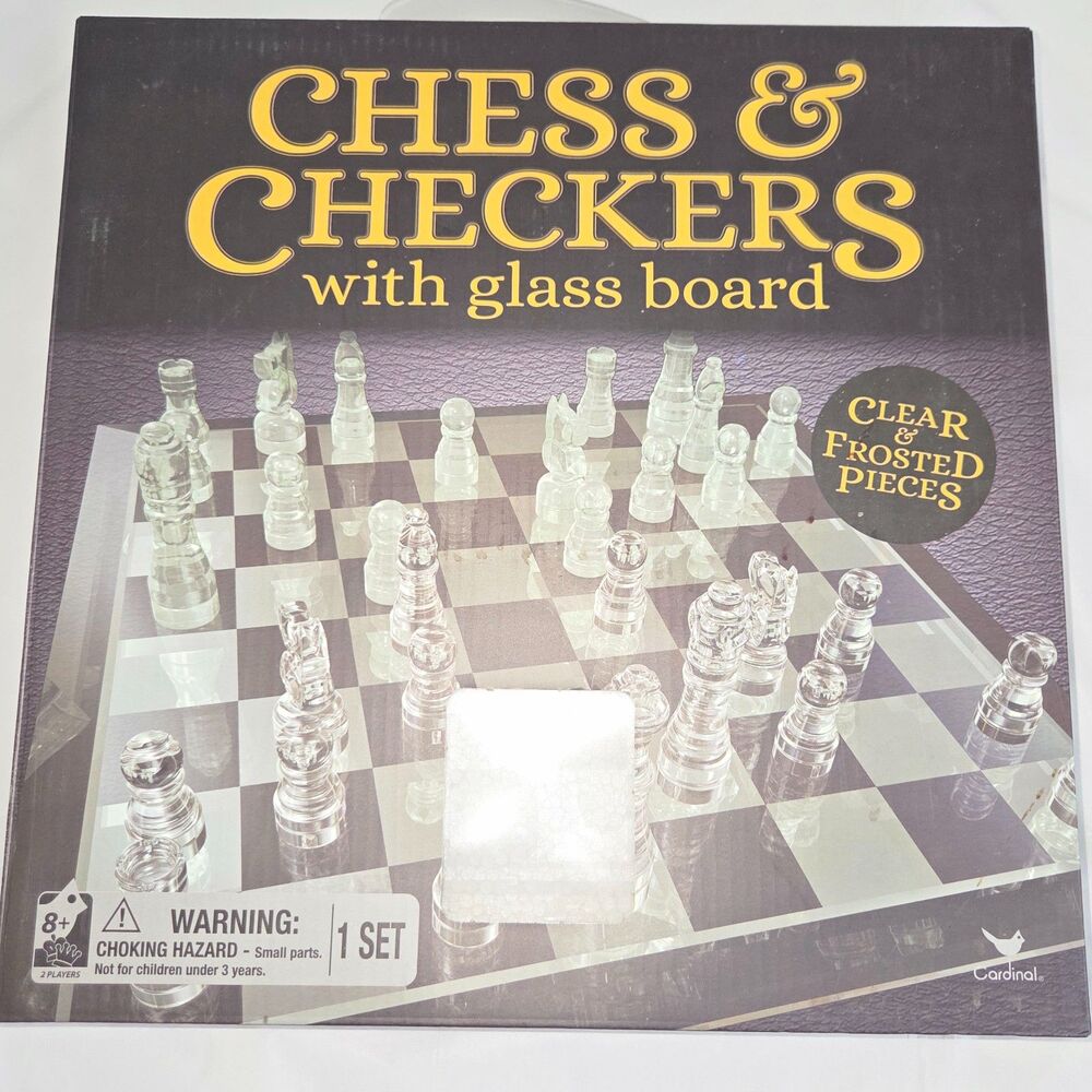 Cardinal Glass Chess & Checkers Set Glass Board Complete Strategy Game